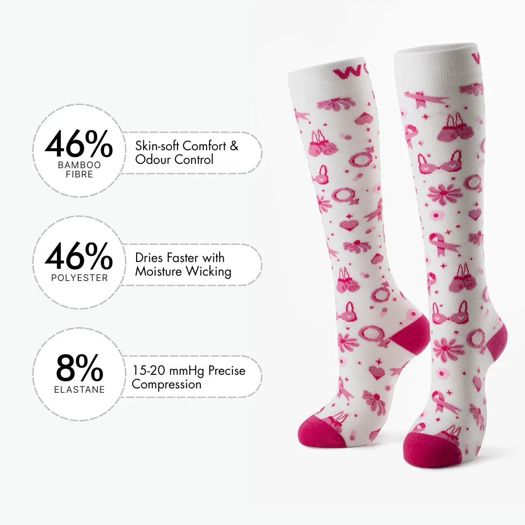 Breast Cancer Awareness Bamboo Compression Socks - Image 3