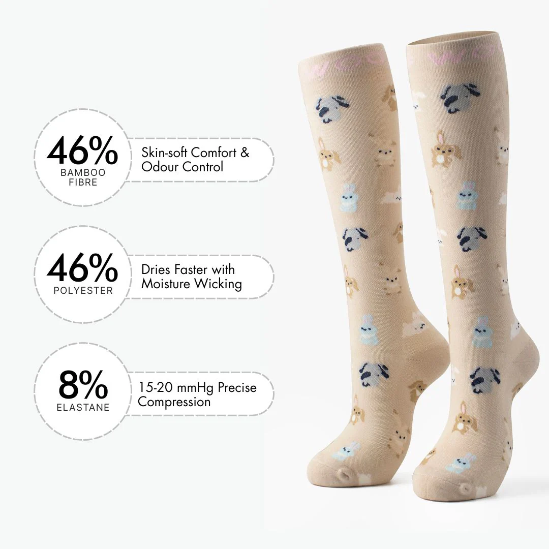 Bunnies Bamboo Compression Socks - Image 3