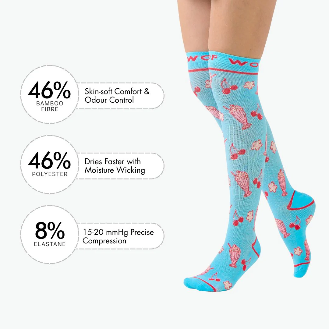 Cherry Milkshake Bamboo Compression Socks - Image 3