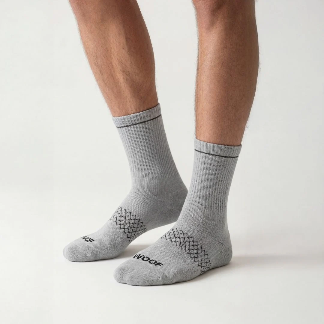 Grey Bamboo Crew Compression Socks - Image 2