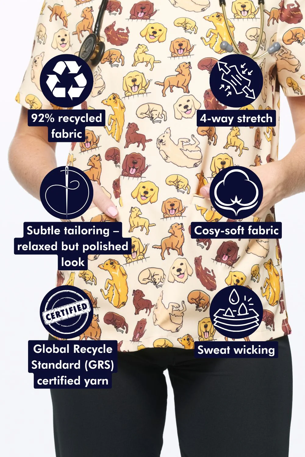 Labradors Women’s 3-Pocket Scrub Top - Image 2